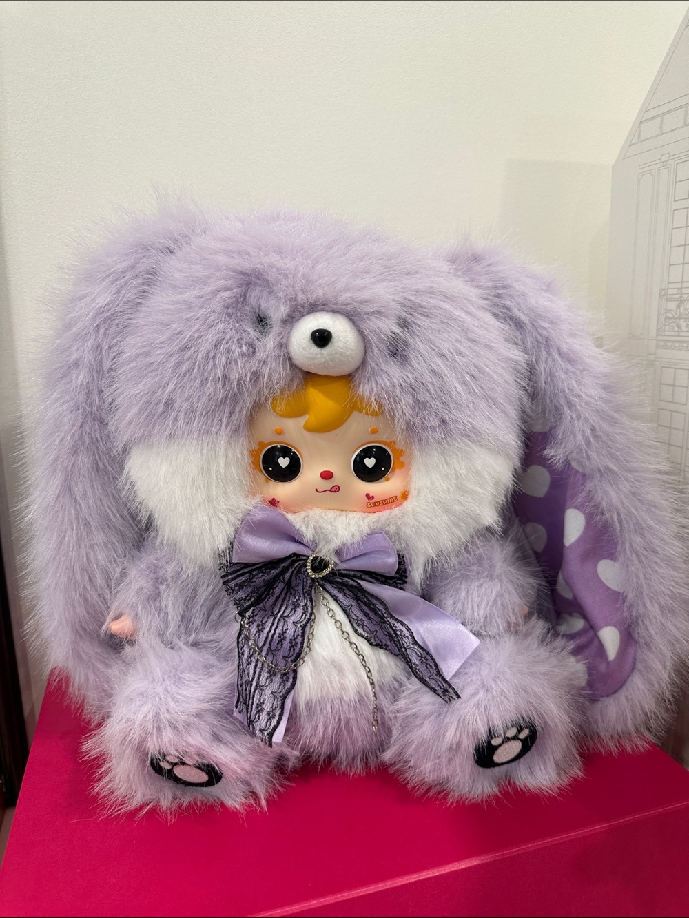 Plush Lilac Bunny Doll with Bow - Brand
